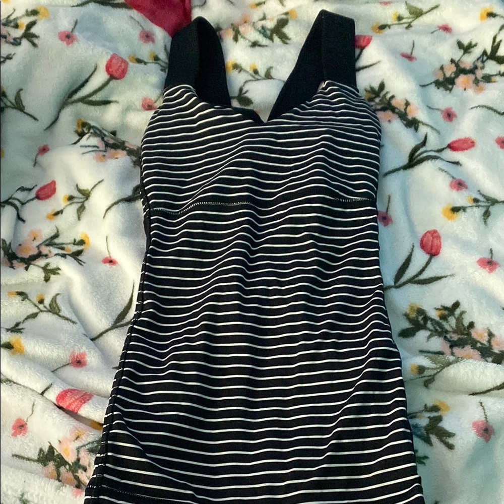 lululemon athletica Black and White Striped Tank Top
